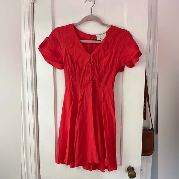 privacy please flutter sleeve v neck mini dress - Picture 1 of 1